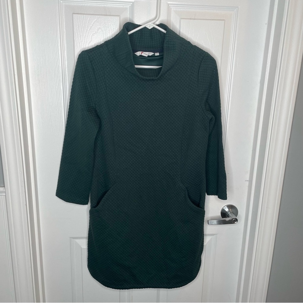 Boden Andrea Jacquard Shift Dress Honeycomb Textured Knit in Forest Green 4R